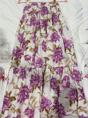 Abercrombie & Fitch Purple Floral Maxi Skirt on White